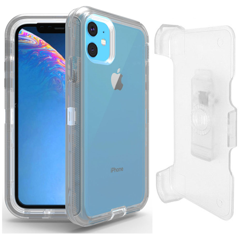iPHONE 11 Pro (5.8in) Transparent Clear Armor Robot Case with Clip (Smoke)
